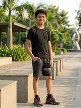 Boys' Athletic Striped Shorts - Dark Grey