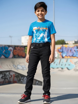 Boys' Black Slim-Fit Jeans with Utility Buckle Belt
