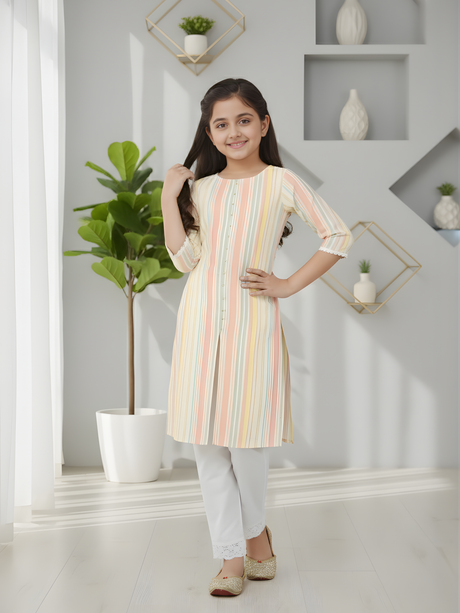 Girls' Festive Deep Pink Peplum Top Set