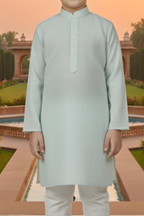 Boys' Classic Sky Blue Self-Design Kurta with Crisp White Pajama Set
