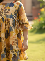 Sunshine Bloom Yellow Floral Ruffle Frock for Girls