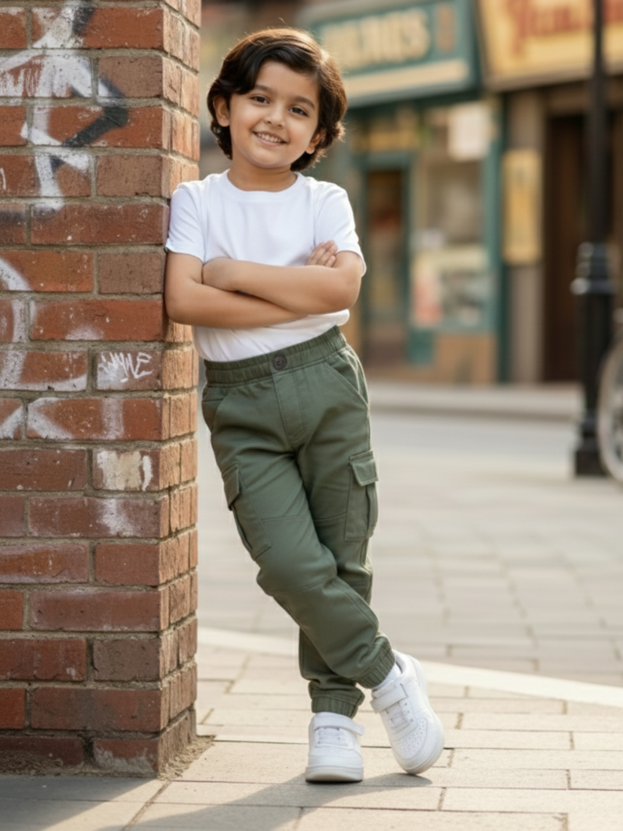 Boys' Comfort-Fit Active Trackpants - Olive Green
