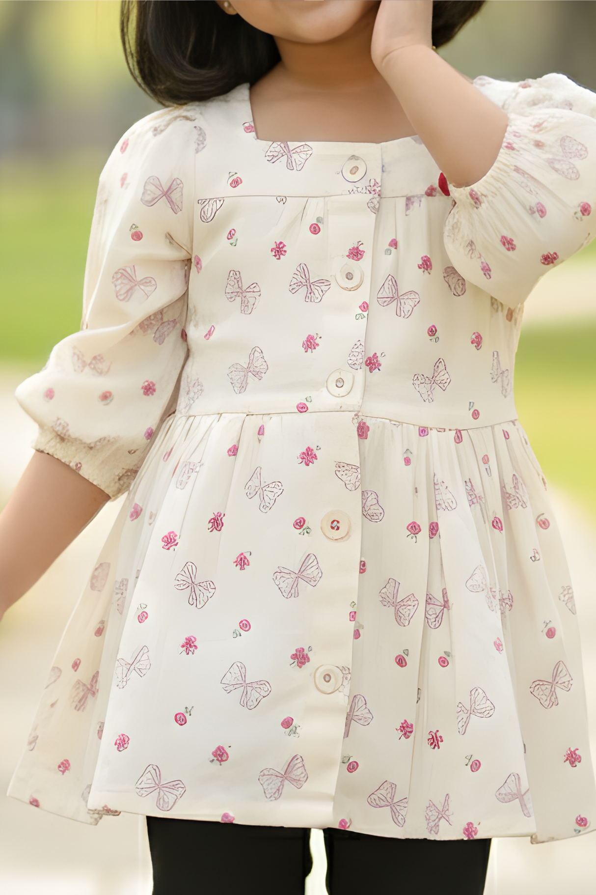 Girls' Butterfly Print Smock Dress
