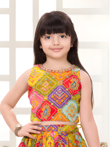 Girls' Bright Yellow/Orange Embroidered Cape Top & Palazo Set (2-Piece)