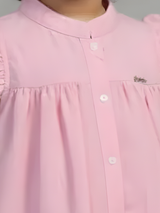 Sweet Pink Mandarin Collar Frock