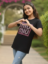 Girls’ Miu Miu Inspired Graphic T-Shirt - Black
