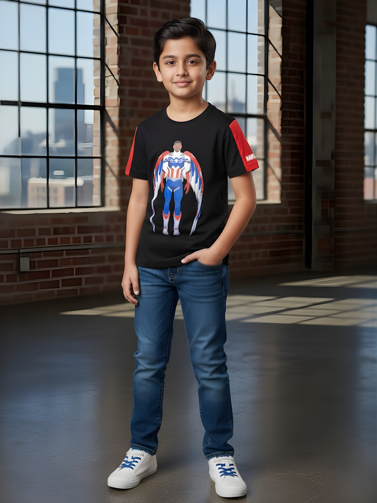 Boys' Black Marvel Falcon Captain America Graphic T-Shirt