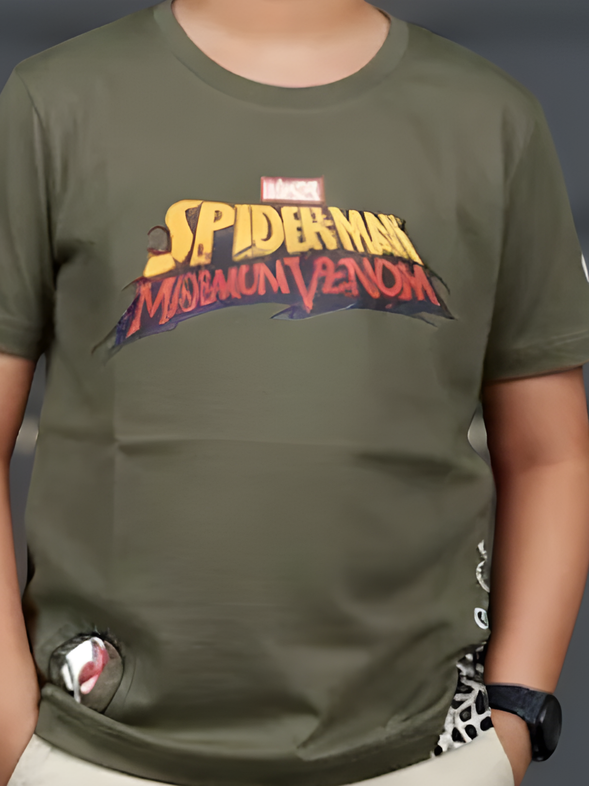 Boys' Olive Green Spider-Man vs. Venom Graphic T-Shirt