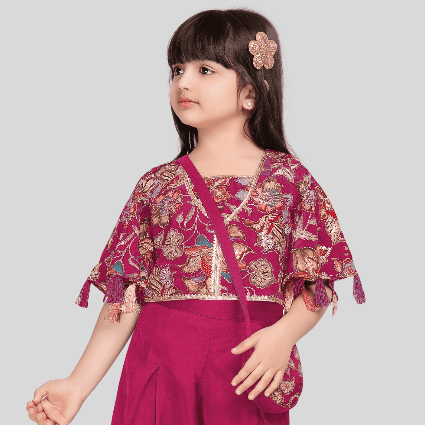 Girls Traditional Half Sleeves Plazo Set - Rani