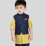 Boys Traditional Neuron Plain Chudidar Kurta Set - Yellow