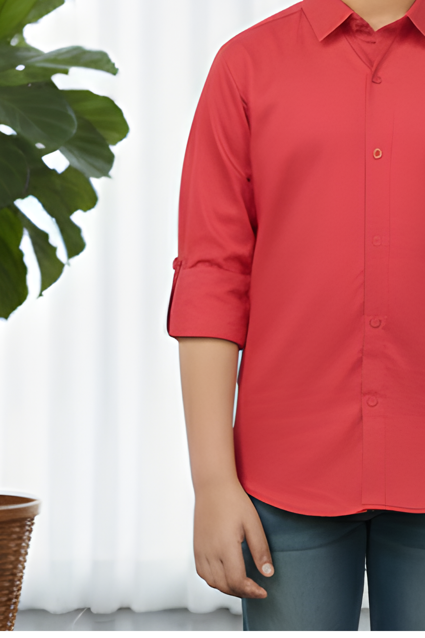 Boy's Vibrant Red Full-Sleeve Casual Shirt