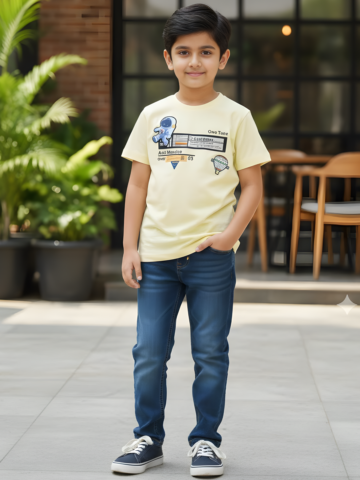 Boys' "One Tour" Astronaut Graphic T-Shirt - Solar Yellow