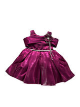 Baby Girl Peach Shimmer Party Dress – Bow Front with Floral Brooch
