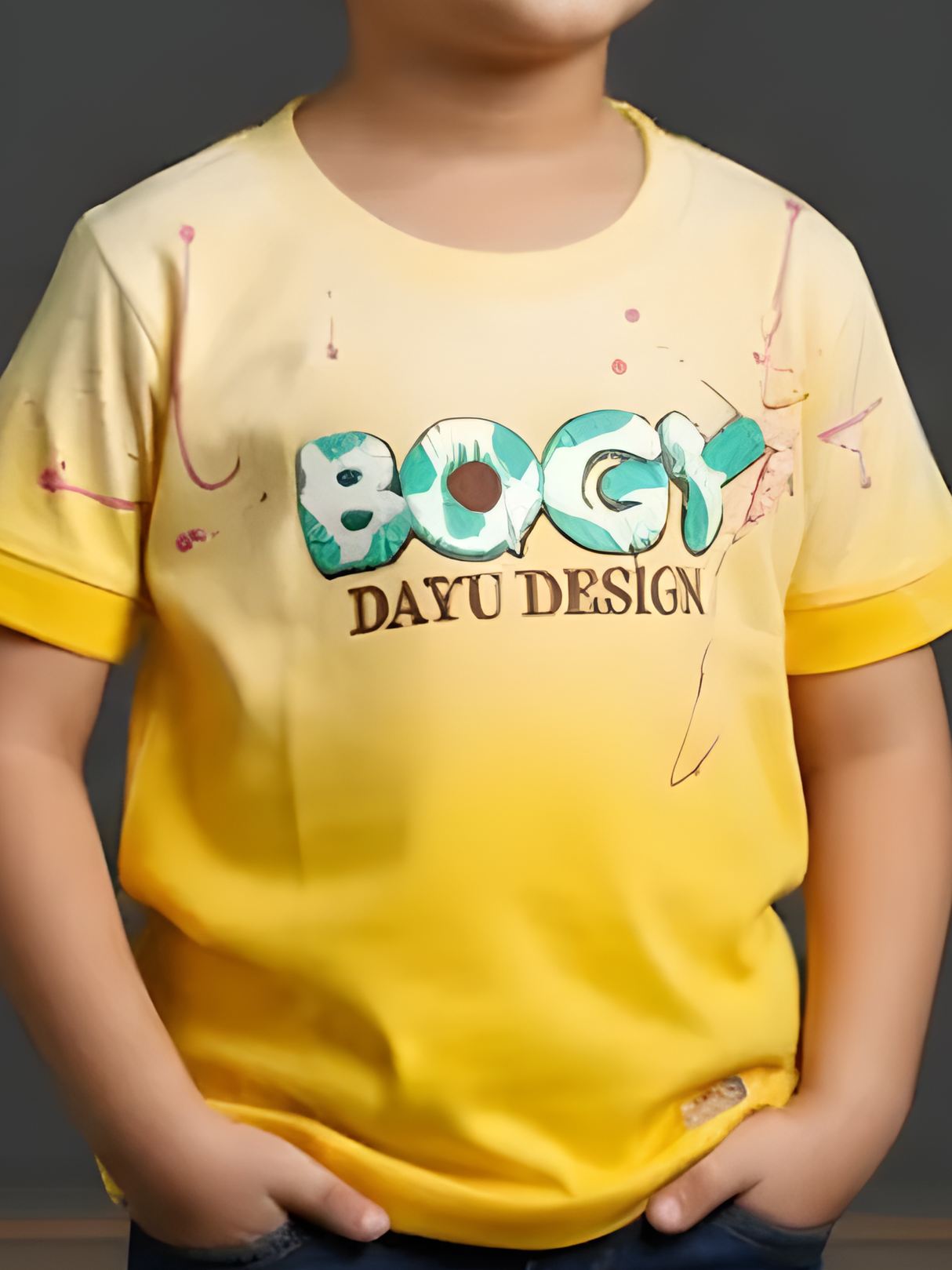Boys' Yellow Ombre "BOGY" Graphic T-Shirt