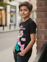 The Pink Panther 'Goes Hollywood' Retro Graphic Kids' Black T-Shirt.