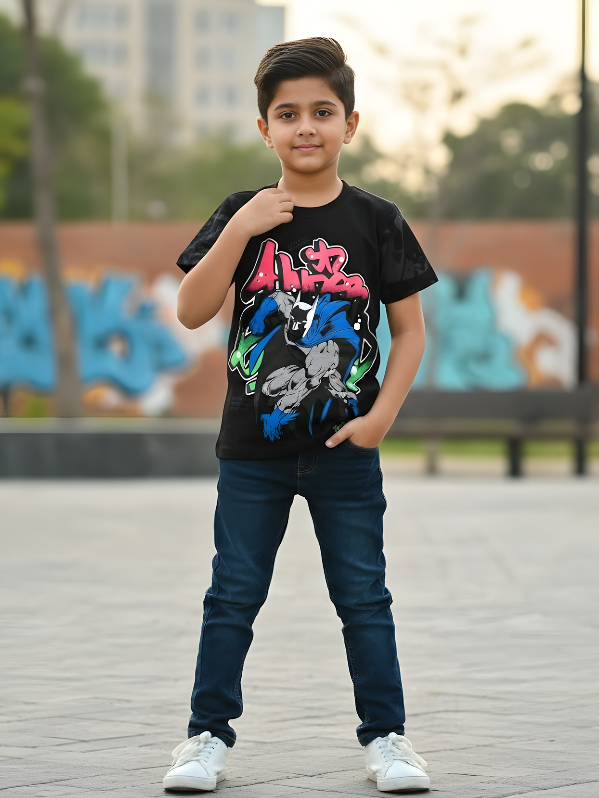Boys' Urban Hero Graphic Tee - Midnight Black