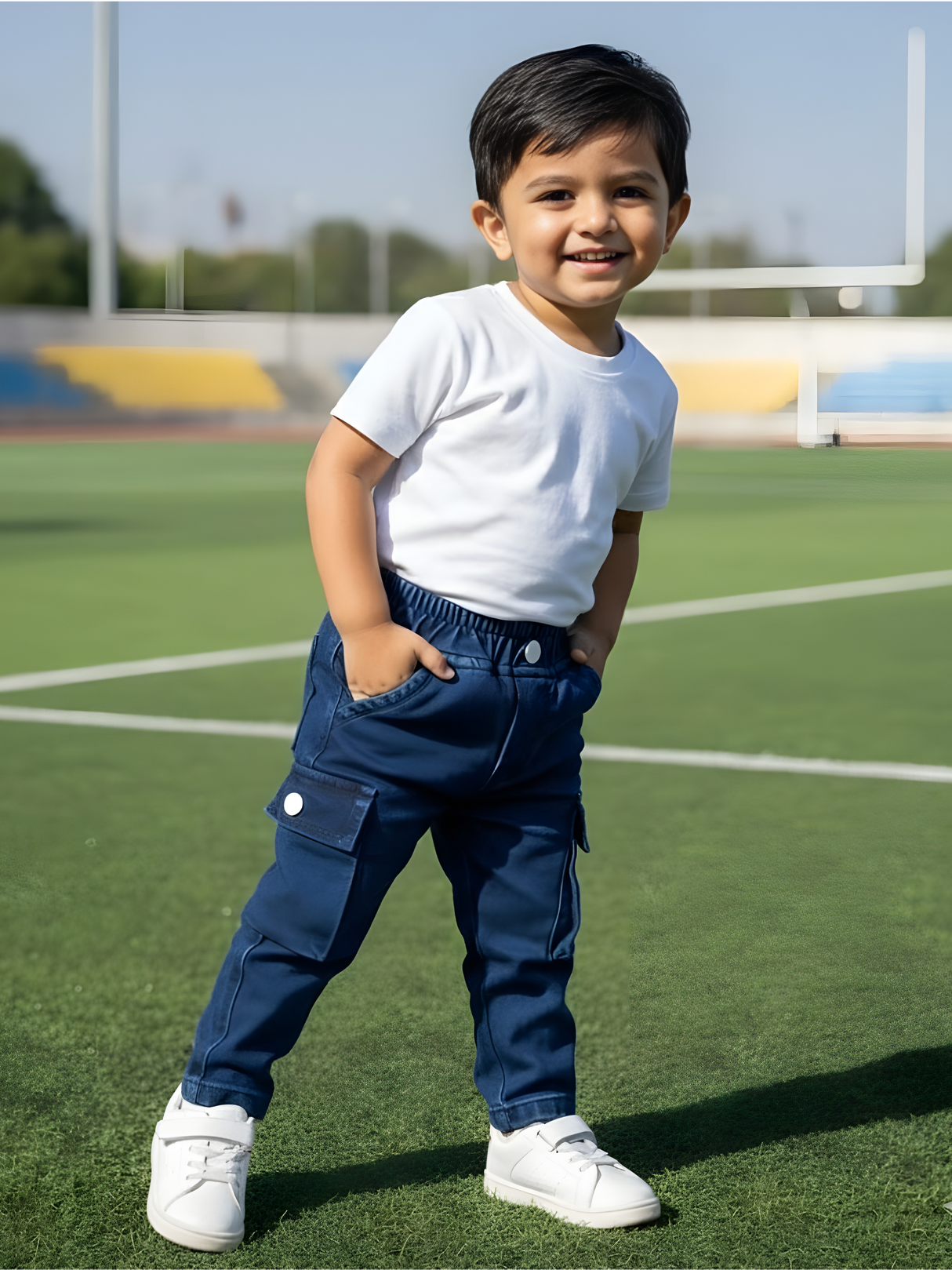 Boys Navy Blue Cargo Jogger Jeans