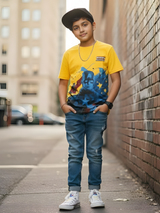 Boys' Marvel Captain America Graphic Tee - Vibrant Yellow