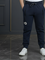 Boys' Navy Blue Waffle-Textured Active Track Pants