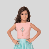 Girls Traditional Sleeves Less Long Choli - Blue