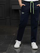 Boys' Navy Blue Multi-Pocket Utility Cargo Track Pants