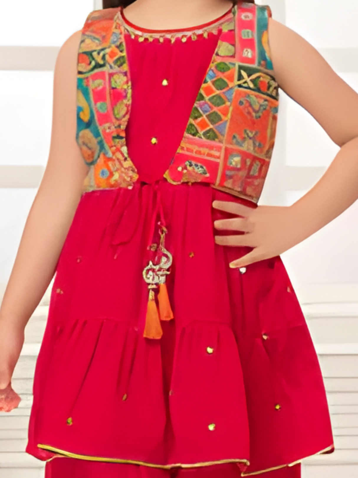 Girls Traditional Half Sleeves Plazo Set - Rani.