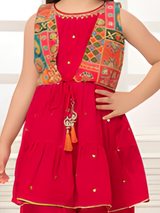Girls Traditional Half Sleeves Plazo Set - Rani.