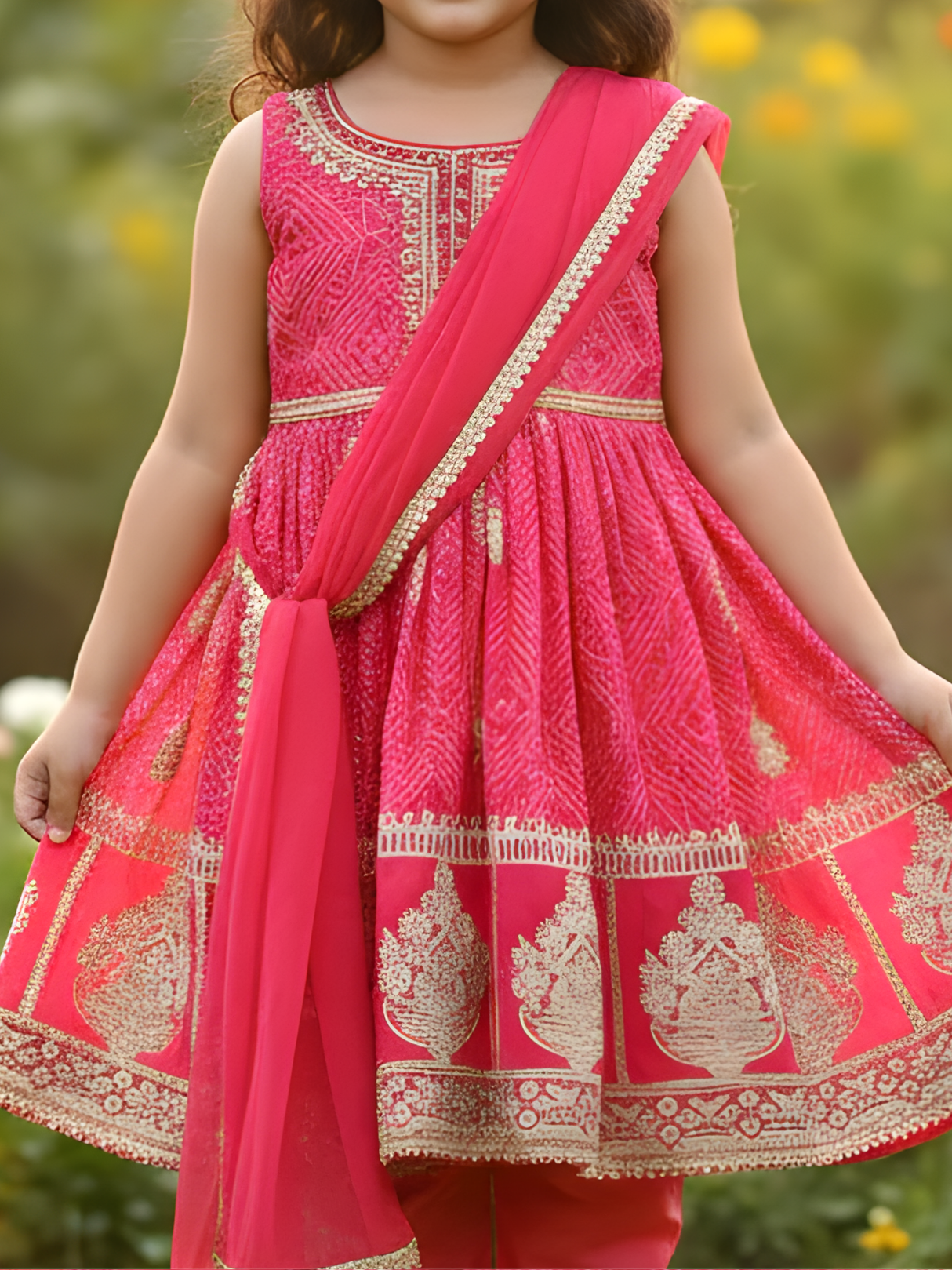 Girls' Pastel Pink Embroidered Kurti and Plazo Set