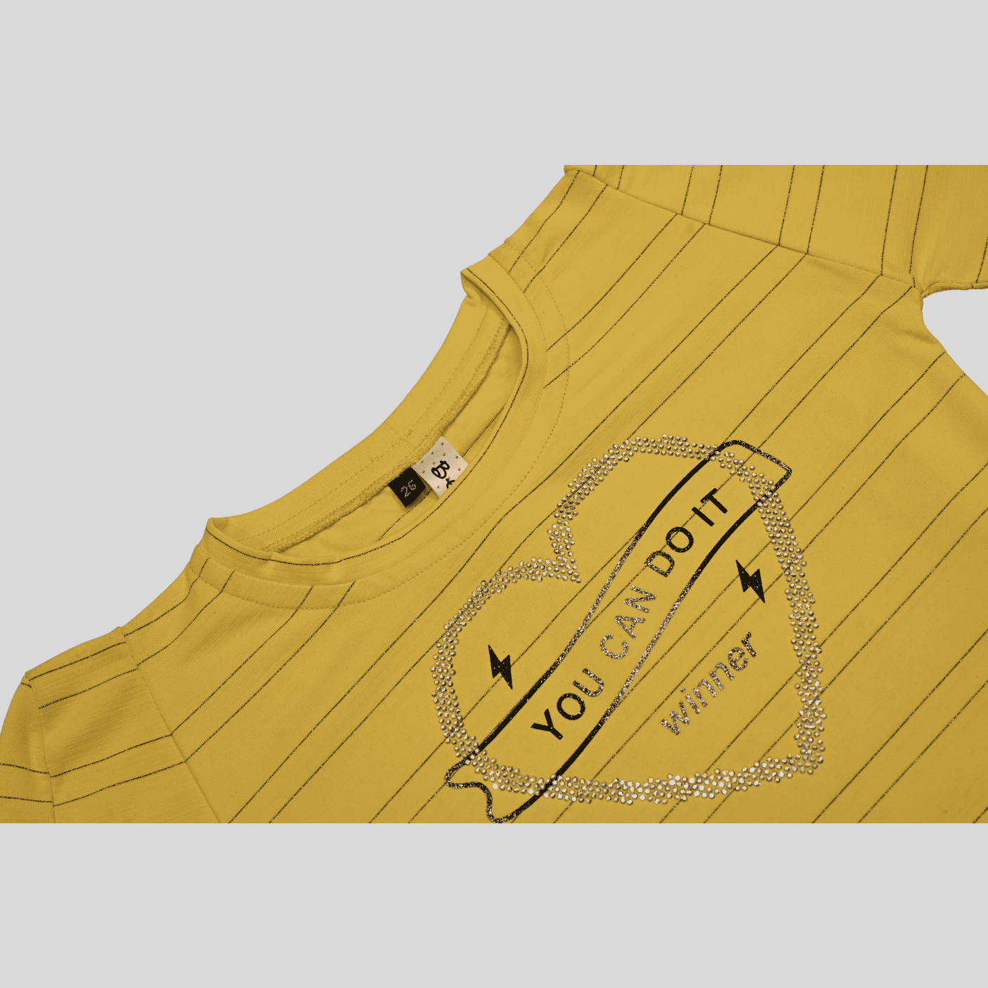 Girls Casual Half Sleeves Stripes Fashion Top - Yellow