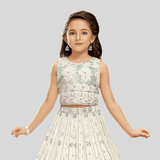 Girls Traditional Sleeves Less Long Choli - Cream