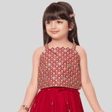 Girls Traditional Sleeves Less Long Choli - Pink