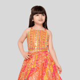 Girls Traditional Sleeves Less Long Choli - Yellow