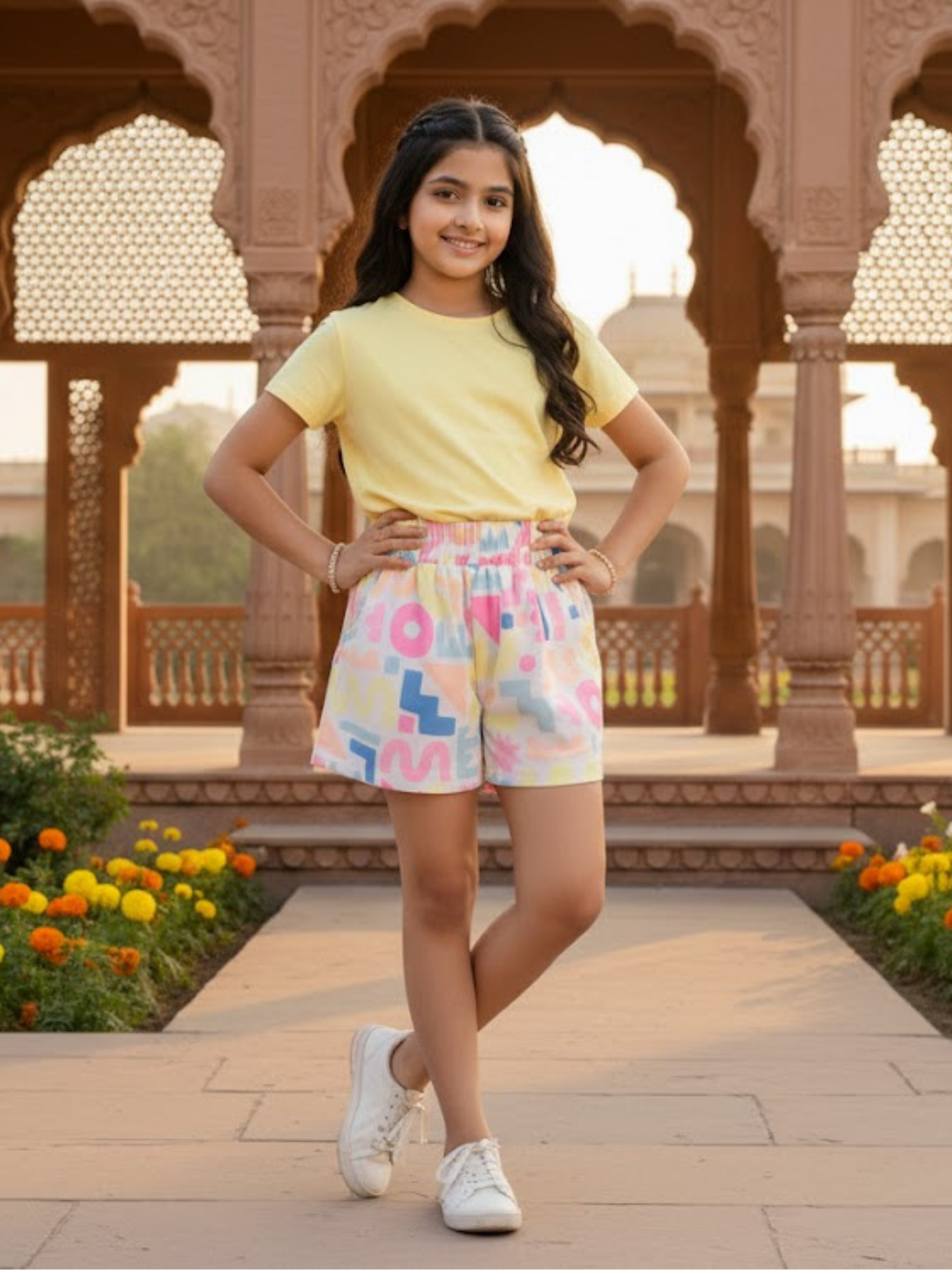 Girls' Abstract Print Elasticated Shorts