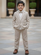 Boys' Premium Grey Safari-Style Coat Suit Set