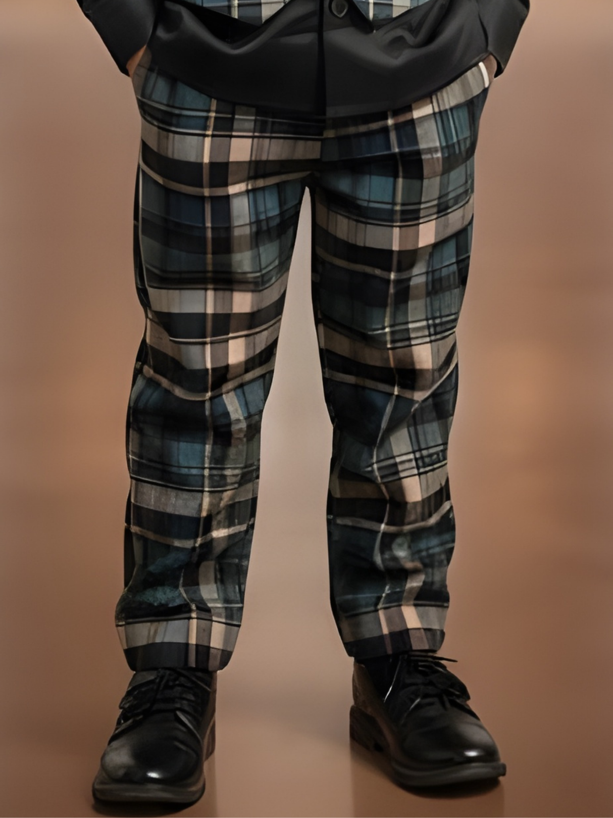 Boys Blue Plaid Waistcoat Set