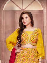 Girls Traditional Full Sleeves Long Choli - Yellow