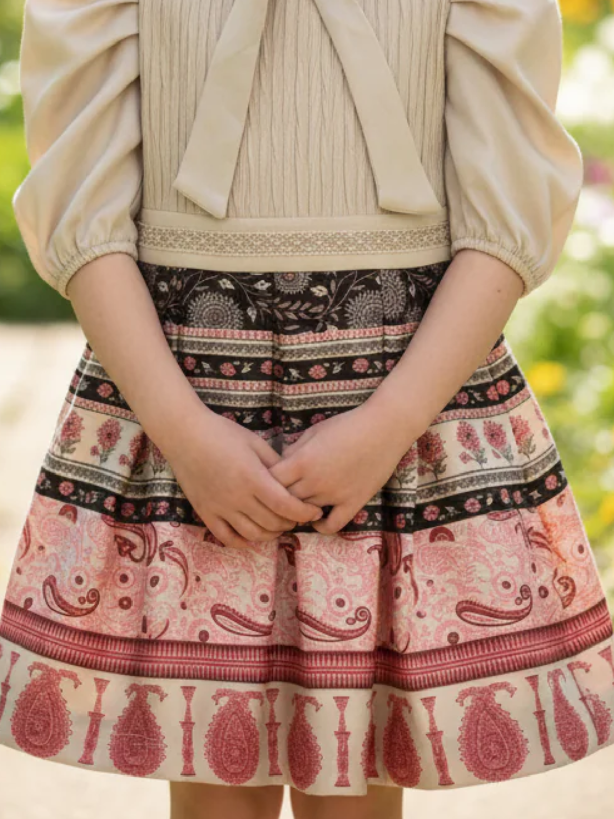 Girls Casual Printed Fancy Frocks - Fawn
