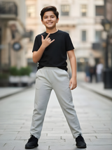 Boys' Premium Casual Grey Track Pants