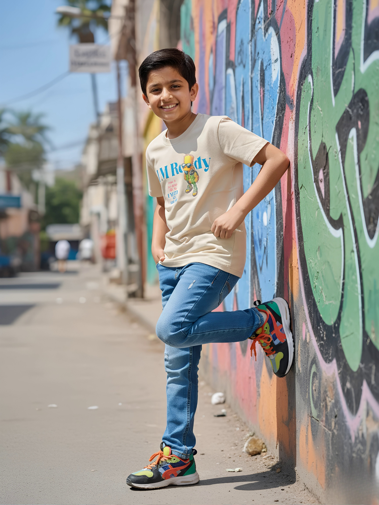 Boys' "I'm Ready" Graphic T-Shirt - Cream