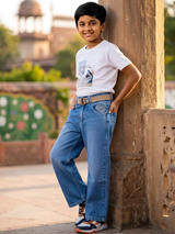 Boys Classic Straight-Fit Blue Denim Jeans