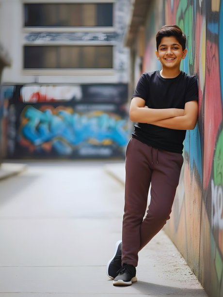 Boys' Classic Brown Comfort-Fit TrackPants