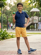 Boys' Mustard Yellow Cotton Casual Shorts
