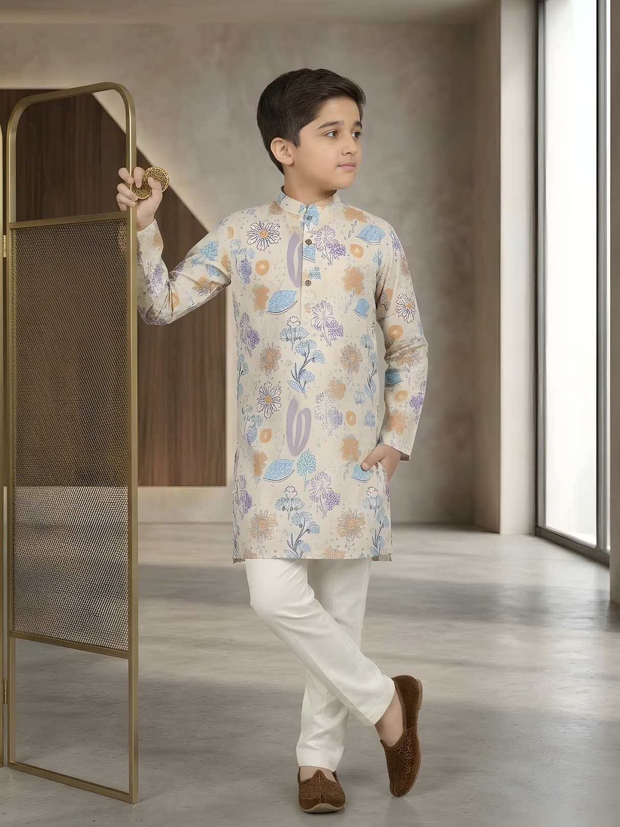 The Whimsical Meadow Floral Printed Kurta & Pajama Set.