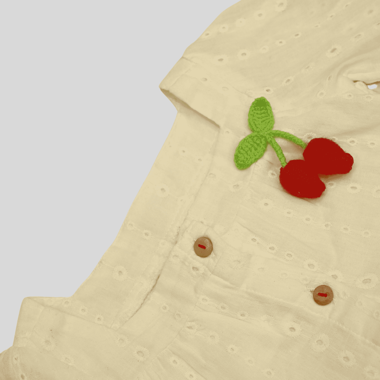 Girls Casual Plain Cotton Frocks - Off White