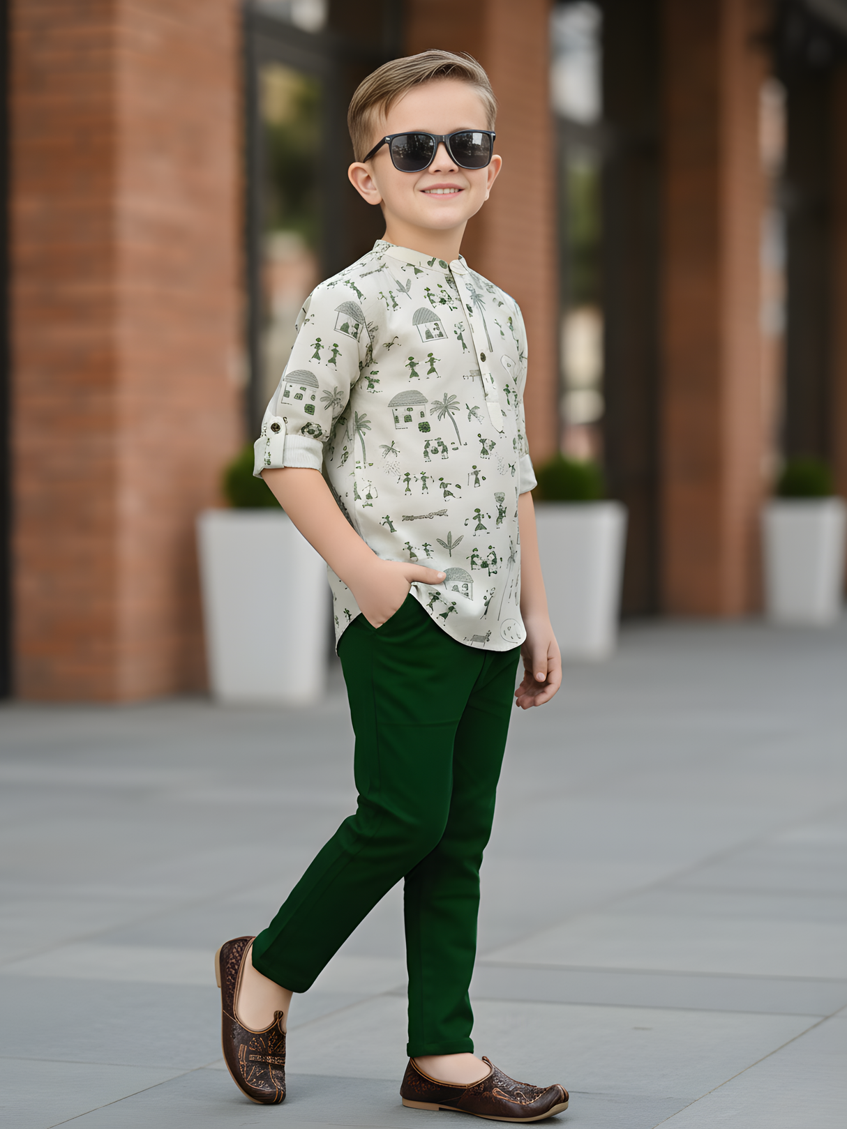 Boys Printed Cotton Kurta Set – Stylish Ethnic Wear