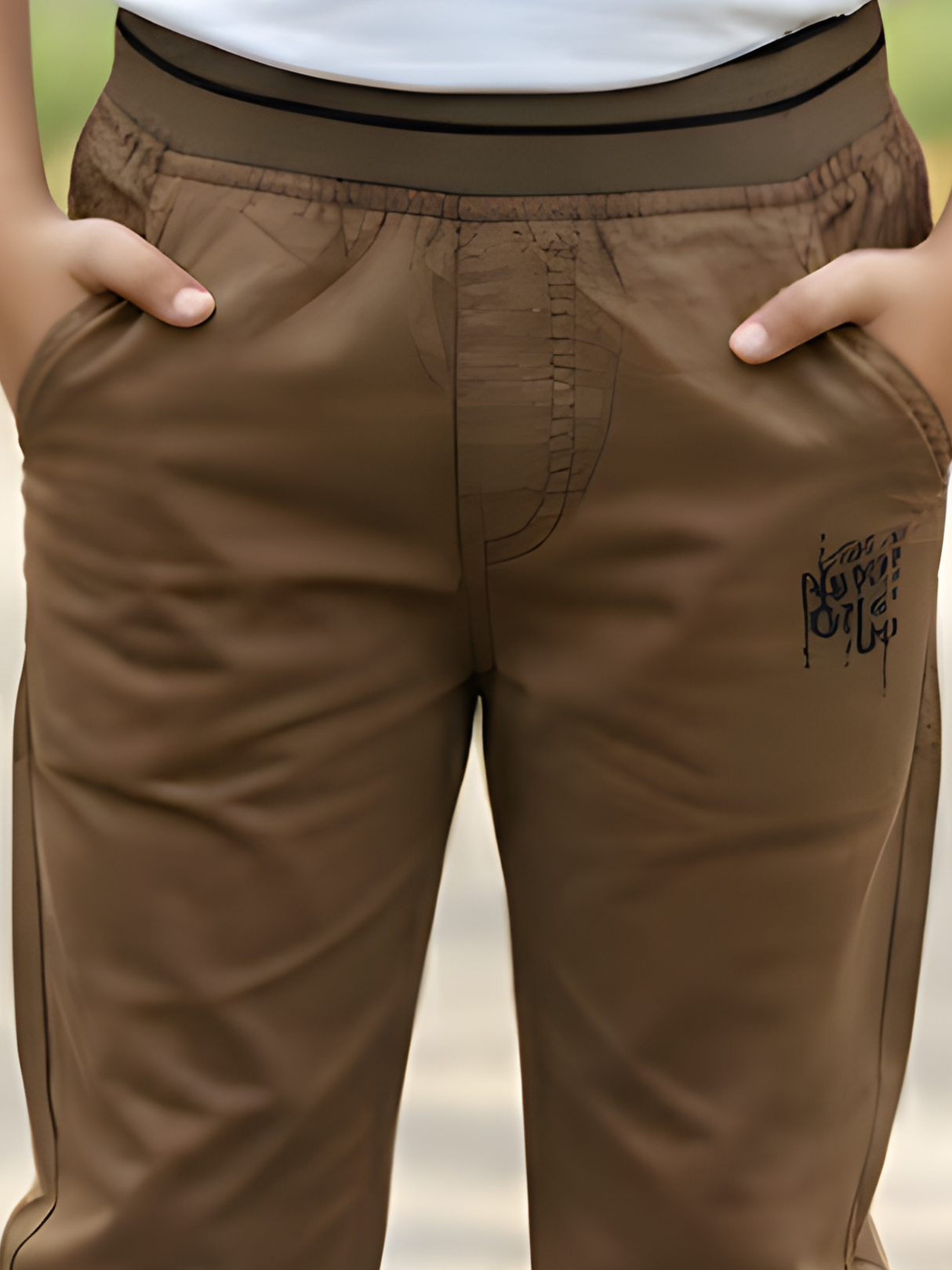 Boys' Brown Comfort-Waist Chino Pants