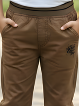 Boys' Brown Comfort-Waist Chino Pants