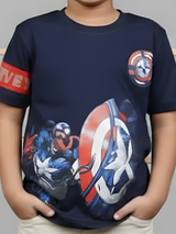 Boys' Navy Blue Captain America vs. Villain Graphic T-Shirt