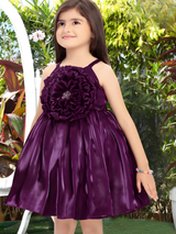 Girls Party Regular Party Frock with work - Purple