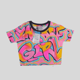 Girls Casual Printed Half Sleeves Track Pant Set - Pink